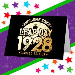 Awesome Since 1928 Leap Year Day Feb 29 Birthday Foil Greeting Card