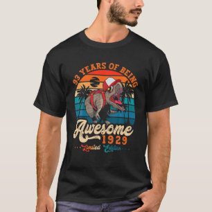 Awesome Since 1929 Gift Men 93Th Birthday Dino 93 T-Shirt