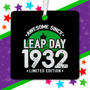 Awesome Since 1932 Leap Year Day Feb 29 Birthday Metal Tree Decoration