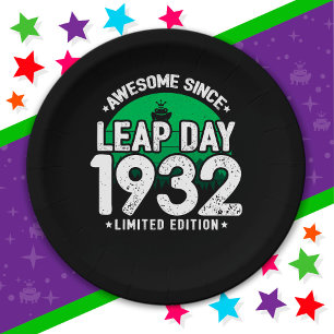 Awesome Since 1932 Leap Year Day Feb 29 Birthday Paper Plate
