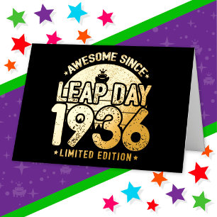 Awesome Since 1936 Leap Year Day Feb 29 Birthday Foil Greeting Card