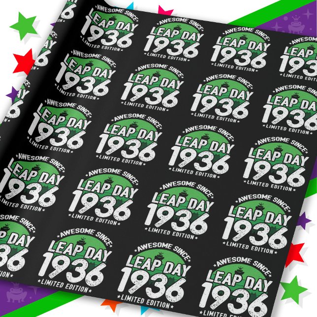 Awesome Since 1936 Leap Year Day Feb 29 Birthday Wrapping Paper (Creator Uploaded)