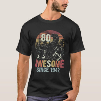 Awesome Since 1942 Dinosaur Rex 80Th Birthday Deco T-Shirt