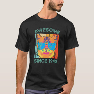 Awesome Since 1942 T S Vintage Cat Design Birthday T-Shirt