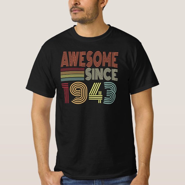 Awesome Since 1943 Retro Born In 1943 Birthday T-Shirt (Front)