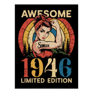 Awesome Since 1946 Retro 80th Women's Birthday Poster