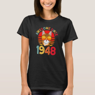 Awesome Since 1948 Cat Vintage 74th Birthday T-Shirt
