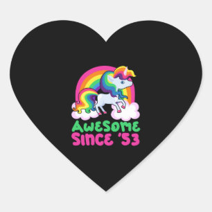 Awesome Since 1953 Unicorn Heart Sticker
