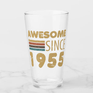 Awesome Since 1955 70th Birthday Glass