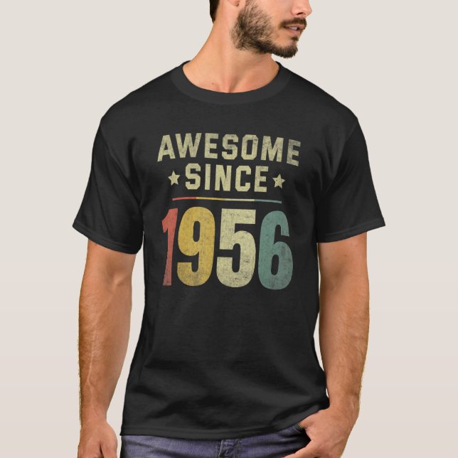 Awesome Since 1956 66th Birthday Retro Men Women T-Shirt (Front)