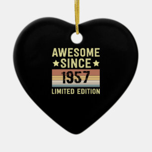 Awesome Since 1957 Retro 65 Years Old Birthday Ceramic Ornament