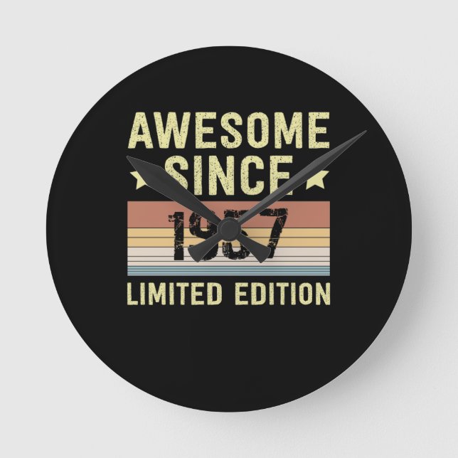 Awesome Since 1957 Retro 65 Years Old Birthday Round Clock (Front)