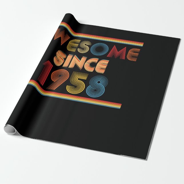 Awesome Since 1958 Birthday Gifts Wrapping Paper (Unrolled)