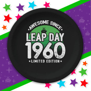 Awesome Since 1960 Leap Year Day Feb 29 Birthday Paper Plate