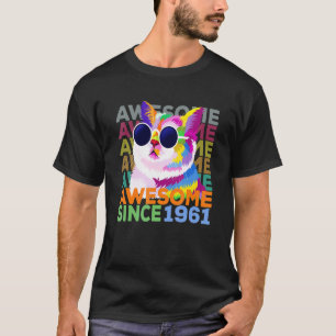Awesome Since 1961 Cat 61st Birthday T-Shirt