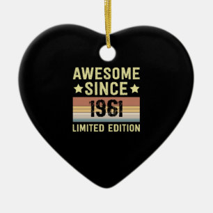 Awesome Since 1961 Retro Funny Birthday Party Ceramic Ornament