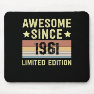 Awesome Since 1961 Retro Funny Birthday Party Mouse Pad