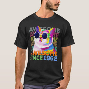 Awesome Since 1962 Funny Cat Lover 60Th Birthday T-Shirt
