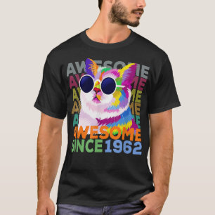 Awesome Since 1962 Shirt Funny Cat Lover 60th Birt