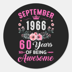 Awesome Since 1966 60 Years Old September 60th Classic Round Sticker