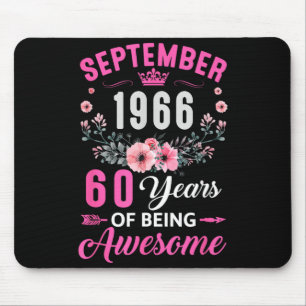 Awesome Since 1966 60 Years Old September 60th Mouse Pad