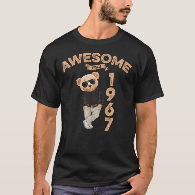 Awesome Since 1967 Cool Teddy Bear Birthday Cool B T-Shirt (Front)