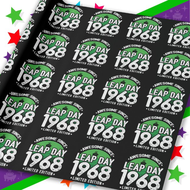 Awesome Since 1968 Leap Year Day Feb 29 Birthday Wrapping Paper (Creator Uploaded)