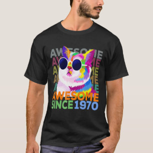 Awesome Since 1970 Cat 52nd Birthday T-Shirt