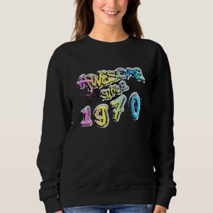 Awesome Since 1970 Graffiti Motif Sweatshirt