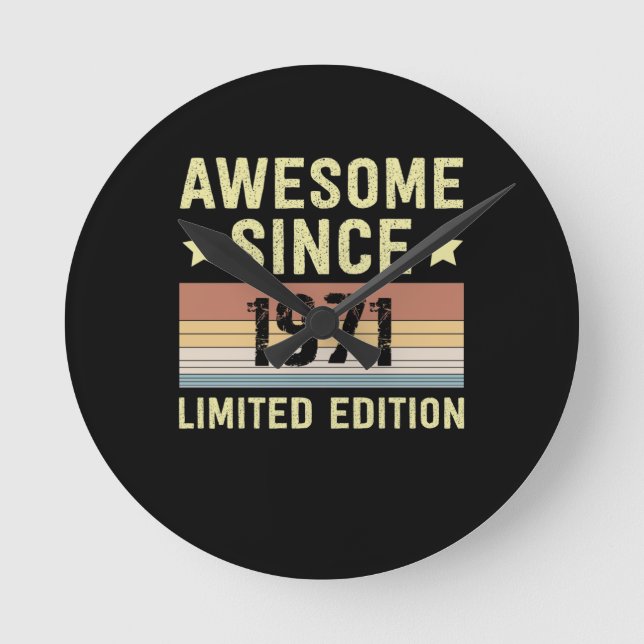 Awesome Since 1971 Birthday Round Clock (Front)