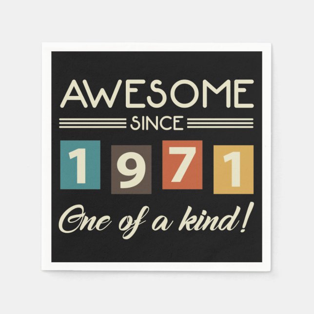 Awesome Since 1971 Retro 50th Birthday Napkin (Front)