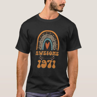 Awesome Since 1971 Retro Rainbow Leopard Heart 51s T-Shirt