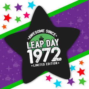 Awesome Since 1972 Leap Year Day Feb 29 Birthday Star Sticker
