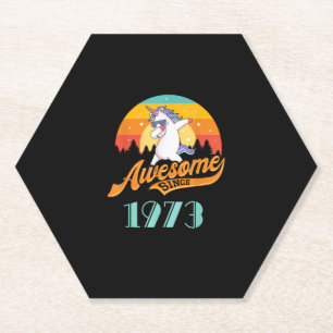 Awesome since 1973 - Year of Birth & Birthday Gift Paper Coaster