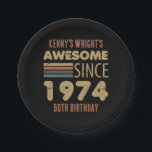 Awesome Since 1974 50th Birthday Paper Plate<br><div class="desc">Awesome Since 1974 50th Birthday</div>