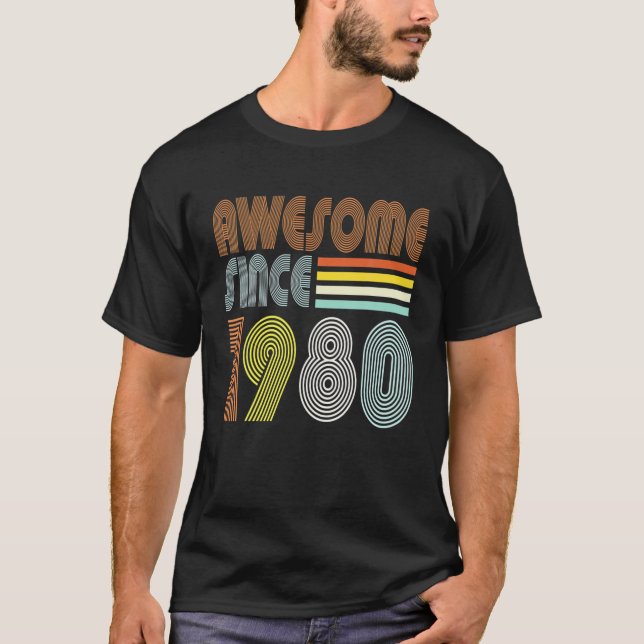Awesome Since 1980 42Th Birthday Retro For Men Wom T-Shirt (Front)