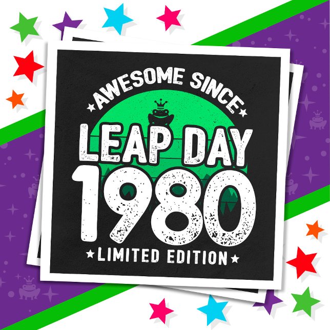 Awesome Since 1980 Leap Year Day Feb 29 Birthday Napkin (Creator Uploaded)