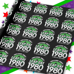 Awesome Since 1980 Leap Year Day Feb 29 Birthday Wrapping Paper