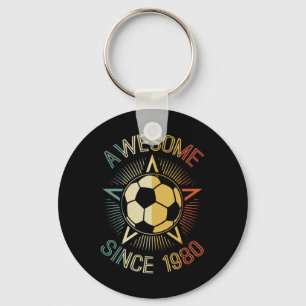 Awesome Since 1980 Soccer Birthday Retro Team Bday Key Ring