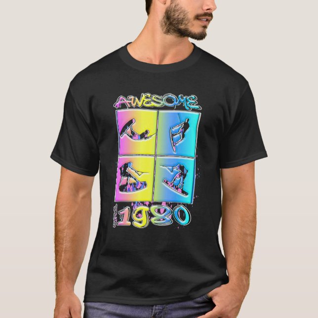 Awesome since 1980 Wakeboard lifestyle 2 T-Shirt (Front)