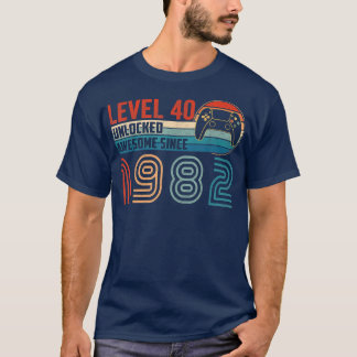 Awesome Since 1982 Level 40 Unlocked Video Gamer B T-Shirt