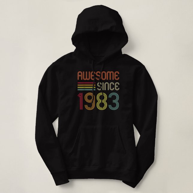 Awesome Since 1983 39th Birthday Retro Hoodie (Design Front)