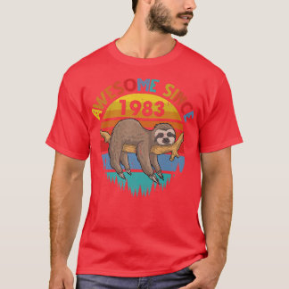 Awesome Since 1983 Sloth Birthday 39 Years old Bir T-Shirt