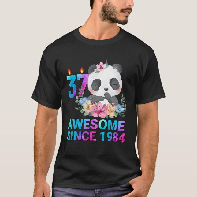 Awesome Since 1984 Cute Panda 37 Years Old 37Th Bi T-Shirt (Front)