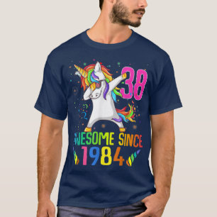 Awesome Since 1984 Dabbing Unicorn Birthday 38 Yea T-Shirt