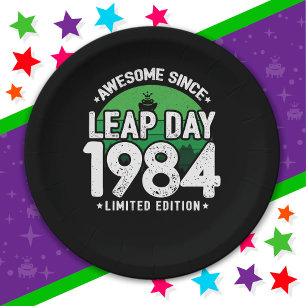 Awesome Since 1984 Leap Year Day Feb 29 Birthday Paper Plate