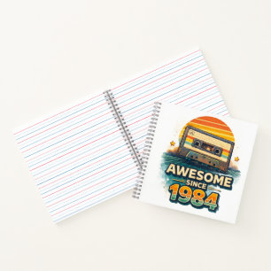 Awesome Since 1984 Retro Cassette Tape Vintage 80s Notebook