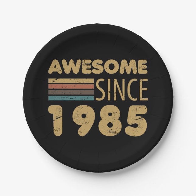 Awesome Since 1985 40th Birthday Paper Plate (Front)