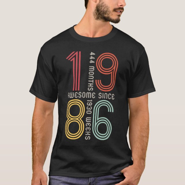Awesome Since 1986 37th Birthday  37 Years Old Ret T-Shirt (Front)