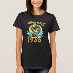Awesome Since 1986 Angel Fishing Birthday T-Shirt